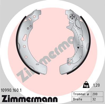 Zimmermann 10990.160.1 - Комплект тормозных колодок, барабанные autosila-amz.com