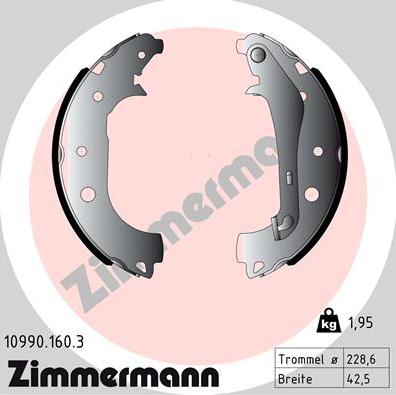 Zimmermann 10990.160.3 - Комплект тормозных колодок, барабанные autosila-amz.com