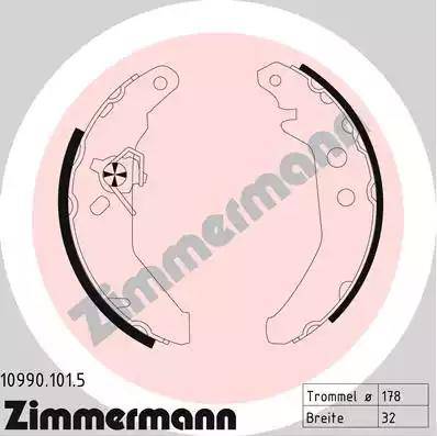 Zimmermann 10990.101.5 - Комплект тормозных колодок, барабанные autosila-amz.com