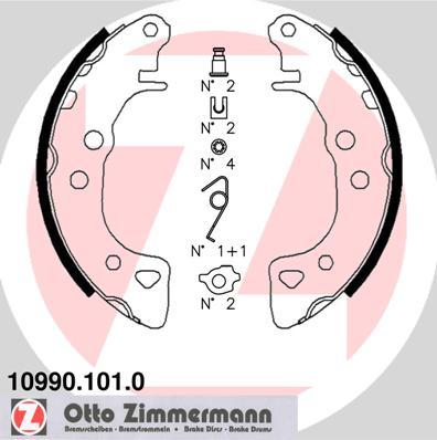 Zimmermann 10990.101.0 - Комплект тормозных колодок, барабанные autosila-amz.com