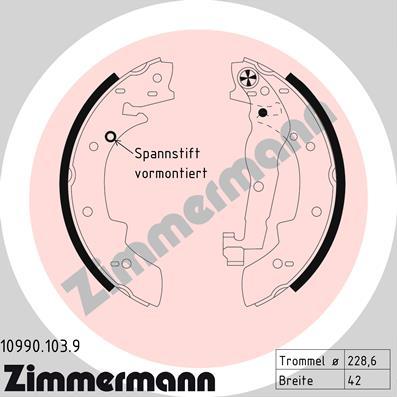 Zimmermann 10990.103.9 - Комплект тормозных колодок, барабанные autosila-amz.com