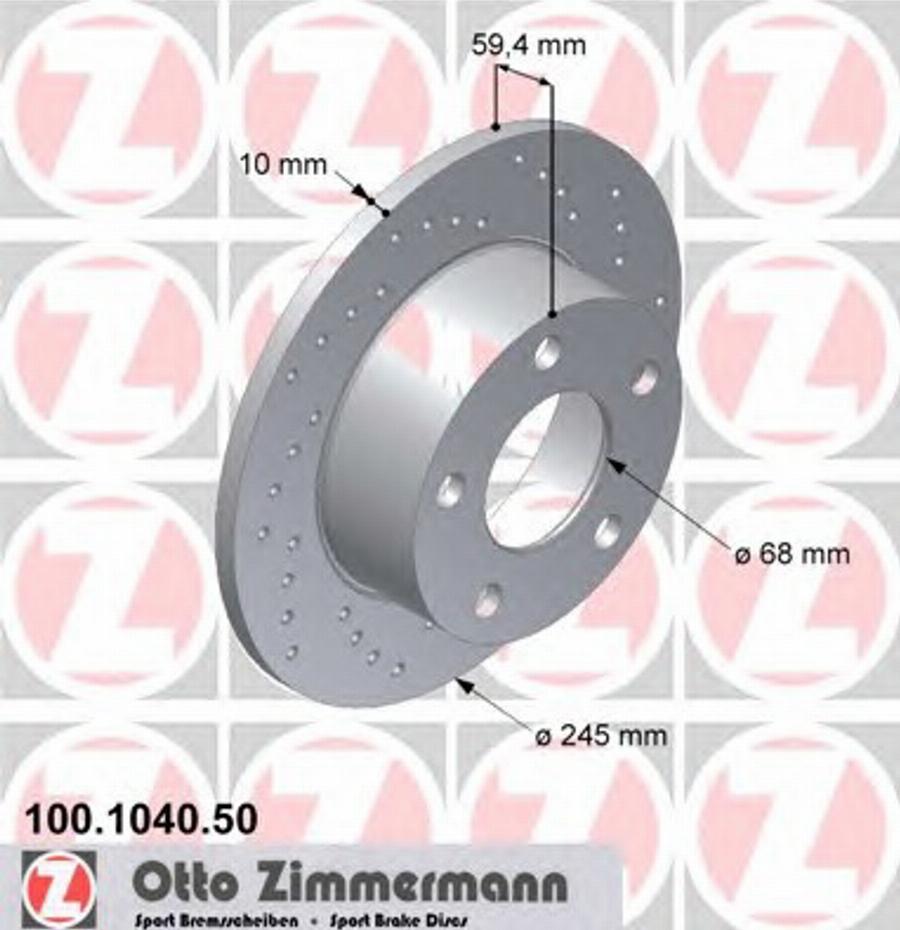 Zimmermann 100104050 - Тормозной диск autosila-amz.com