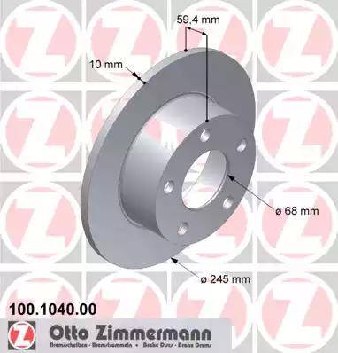 Zimmermann 100.1040.00 - Тормозной диск autosila-amz.com