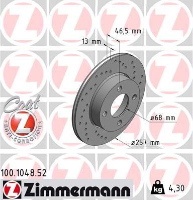 Zimmermann 100.1048.52 - Тормозной диск autosila-amz.com