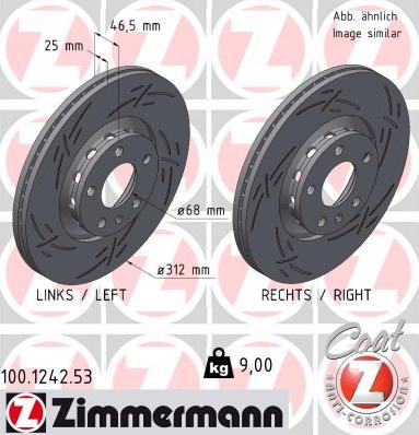 Zimmermann 100.1242.53 - Тормозной диск autosila-amz.com