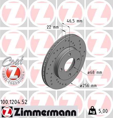 Zimmermann 100.1204.52 - Тормозной диск autosila-amz.com