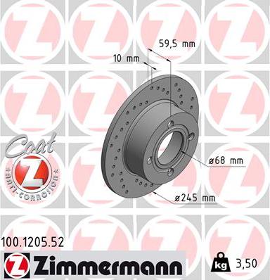 Zimmermann 100.1205.52 - Тормозной диск autosila-amz.com