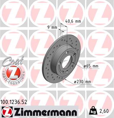 Zimmermann 100.1236.52 - Тормозной диск autosila-amz.com