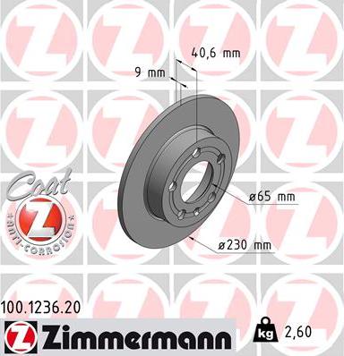 Zimmermann 100.1236.20 - Тормозной диск autosila-amz.com
