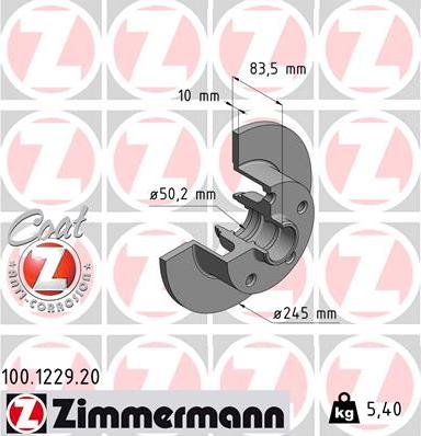 Zimmermann 100.1229.20 - Тормозной диск autosila-amz.com