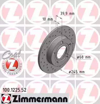 Zimmermann 100.1225.52 - Тормозной диск autosila-amz.com