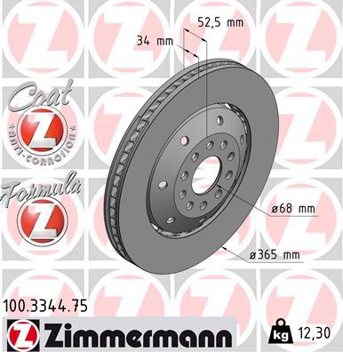 Zimmermann 100.3344.75 - Тормозной диск autosila-amz.com