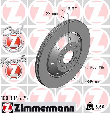 Zimmermann 100.3345.75 - Тормозной диск autosila-amz.com