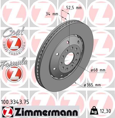Zimmermann 100.3343.75 - Тормозной диск autosila-amz.com