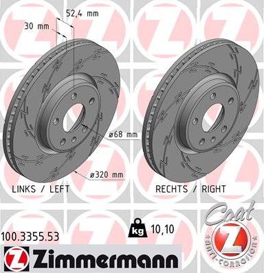 Zimmermann 100.3355.53 - Тормозной диск autosila-amz.com