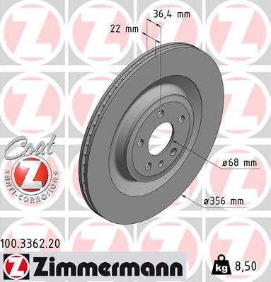 Zimmermann 100.3362.20 - Тормозной диск autosila-amz.com