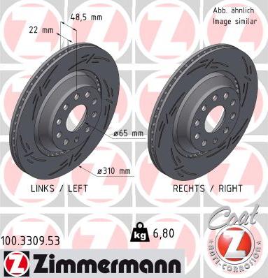 Zimmermann 100.3309.53 - Тормозной диск autosila-amz.com