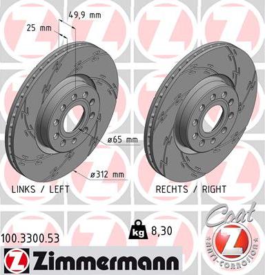 Zimmermann 100.3300.53 - Тормозной диск autosila-amz.com