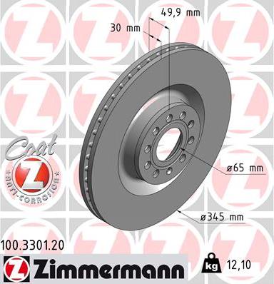Zimmermann 100.3301.20 - Тормозной диск autosila-amz.com