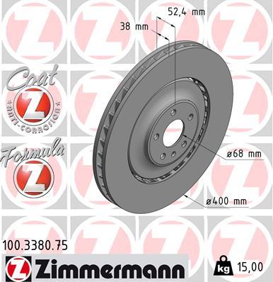 Zimmermann 100.3380.75 - Тормозной диск autosila-amz.com