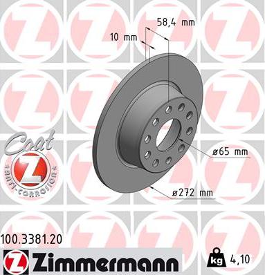 Zimmermann 100.3381.20 - Тормозной диск autosila-amz.com