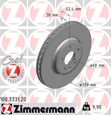 Zimmermann 100.3331.20 - Тормозной диск autosila-amz.com