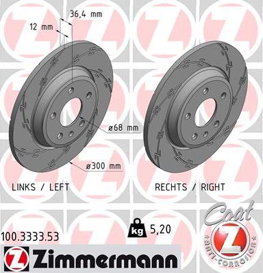 Zimmermann 100.3333.53 - Тормозной диск autosila-amz.com
