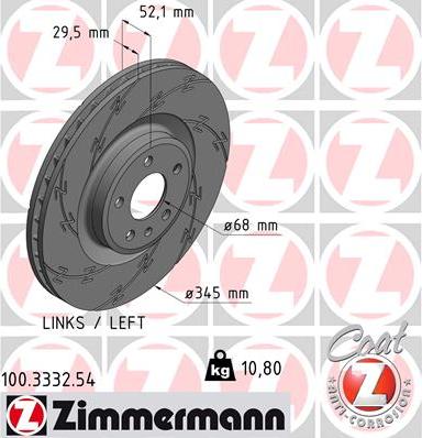 Zimmermann 100.3332.54 - Тормозной диск autosila-amz.com