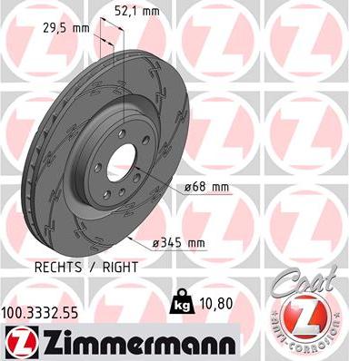 Zimmermann 100.3332.55 - Тормозной диск autosila-amz.com