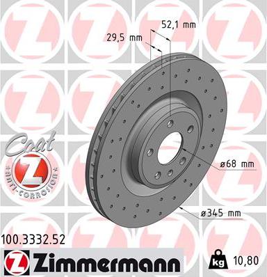 Zimmermann 100.3332.52 - Тормозной диск autosila-amz.com