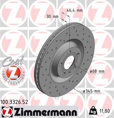 Zimmermann 100.3326.52 - Тормозной диск autosila-amz.com