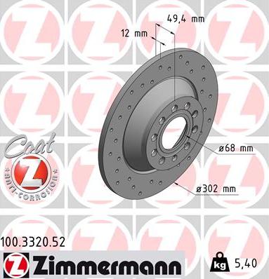 Zimmermann 100.3320.52 - Тормозной диск autosila-amz.com