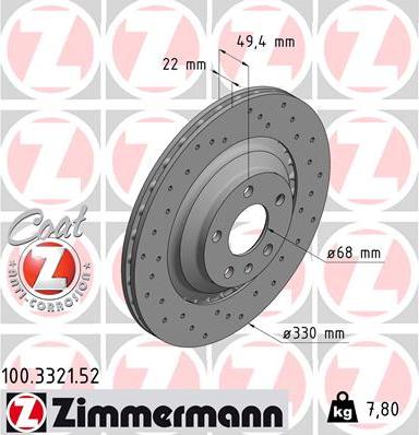 Zimmermann 100.3321.52 - Тормозной диск autosila-amz.com