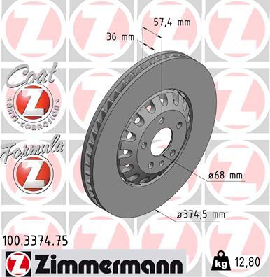 Zimmermann 100.3374.75 - Тормозной диск autosila-amz.com