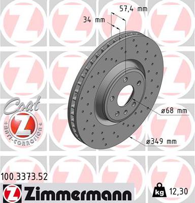 Zimmermann 100.3373.52 - Тормозной диск autosila-amz.com
