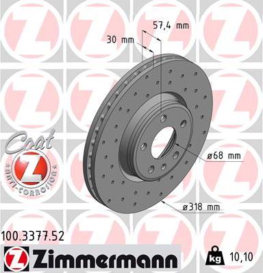 Zimmermann 100.3377.52 - Тормозной диск autosila-amz.com