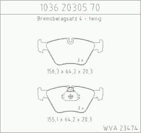 Zimmermann 1036.20305.70 - Тормозные колодки, дисковые, комплект autosila-amz.com