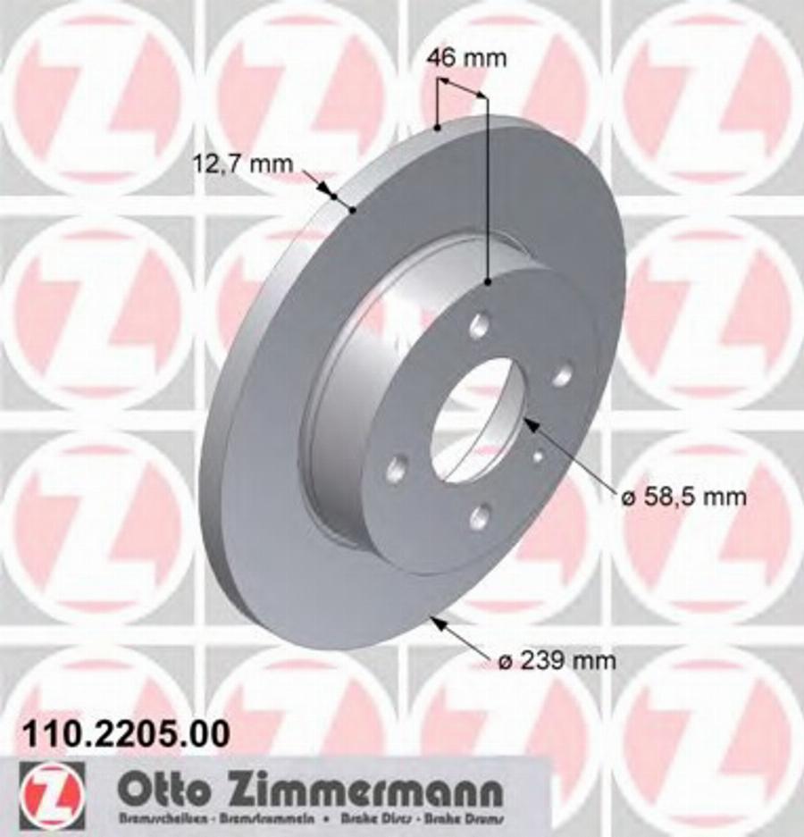 Zimmermann 110 2205 00 - Тормозной диск autosila-amz.com