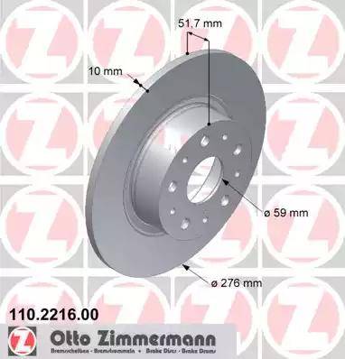 Zimmermann 110.2216.00 - Тормозной диск autosila-amz.com