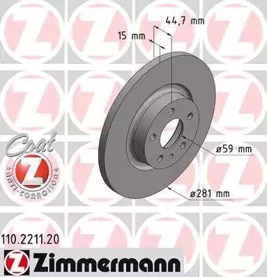 Zimmermann 110.2211.20 - Тормозной диск autosila-amz.com