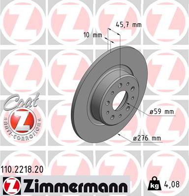 Zimmermann 110.2218.20 - Тормозной диск autosila-amz.com