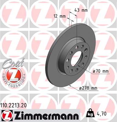 Zimmermann 110.2213.20 - Тормозной диск autosila-amz.com