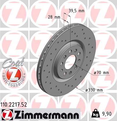 Zimmermann 110.2217.52 - Тормозной диск autosila-amz.com