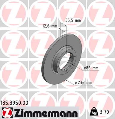 Zimmermann 185.3950.00 - Тормозной диск autosila-amz.com