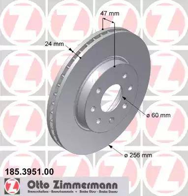 Zimmermann 185.3951.00 - Тормозной диск autosila-amz.com