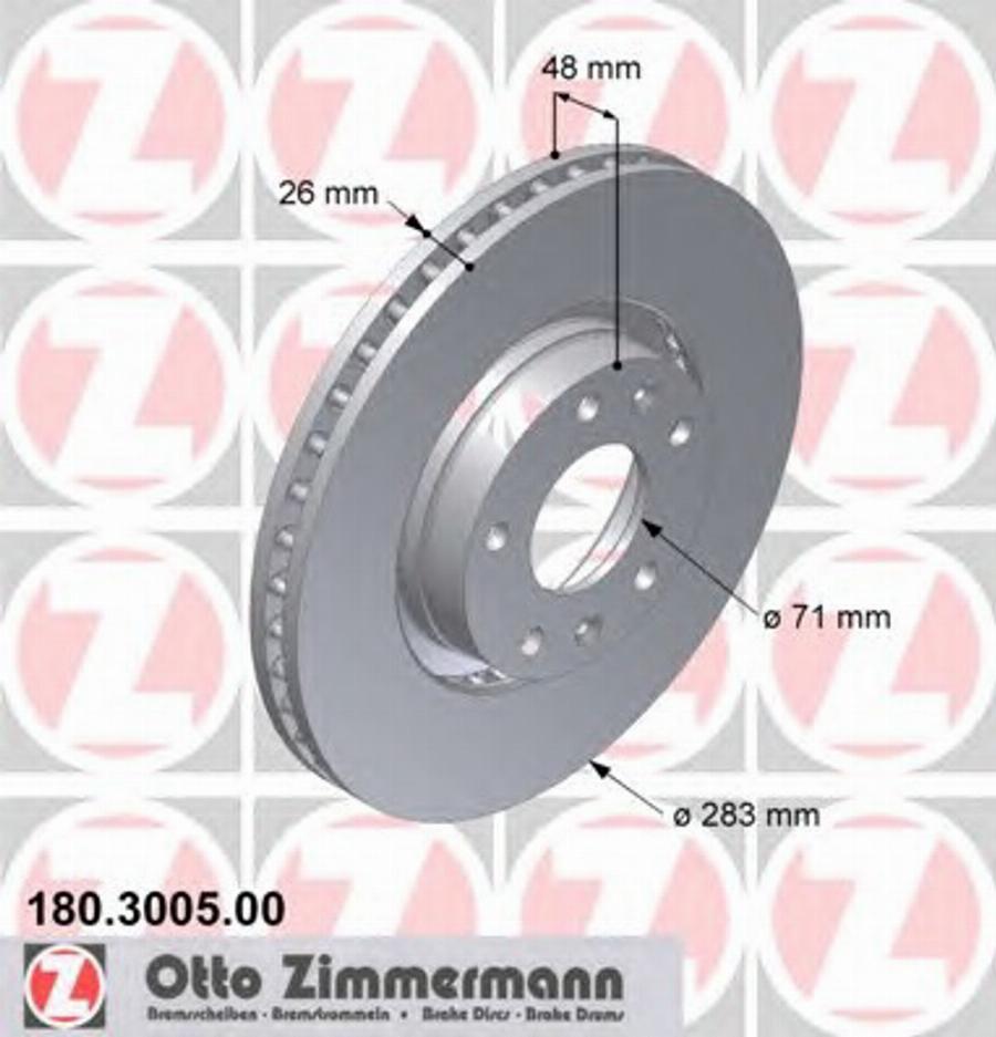 Zimmermann 180 3005 00 - Тормозной диск autosila-amz.com