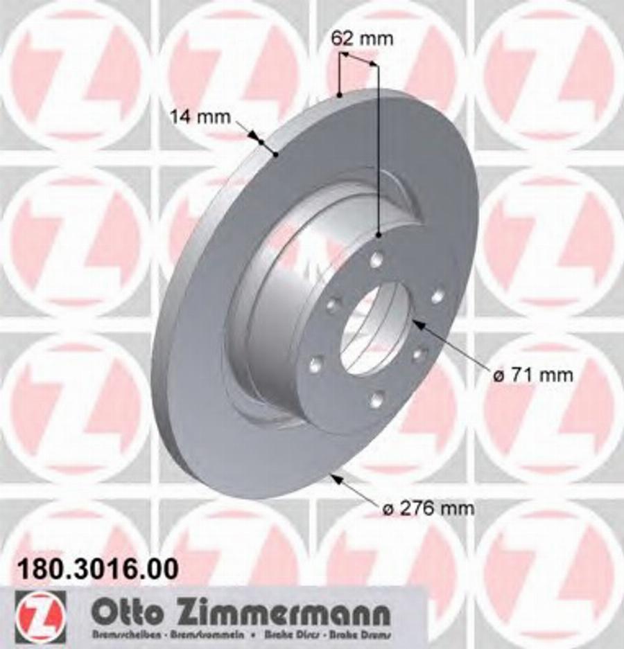 Zimmermann 180 3016 00 - Тормозной диск autosila-amz.com