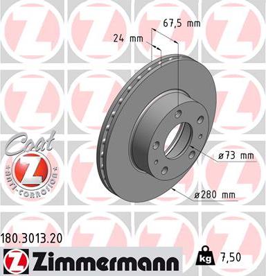 Zimmermann 180.3013.20 - Тормозной диск autosila-amz.com