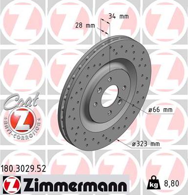 Zimmermann 180.3029.52 - Тормозной диск autosila-amz.com