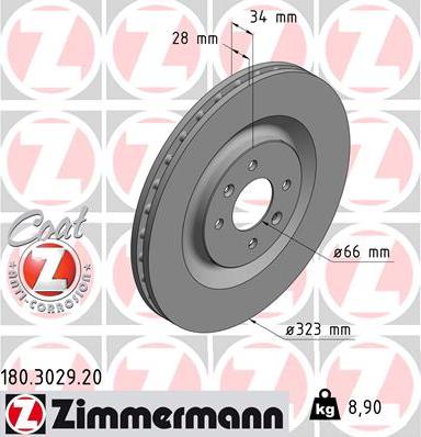 Zimmermann 180.3029.20 - Тормозной диск autosila-amz.com